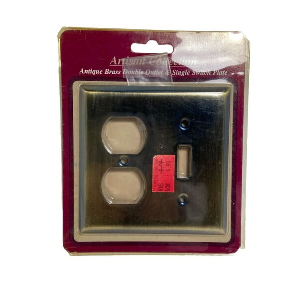 Vintage Artisan Collection Metal Doulble Outlet and Switch Plate Antique New Pkg - Picture 1 of 3
